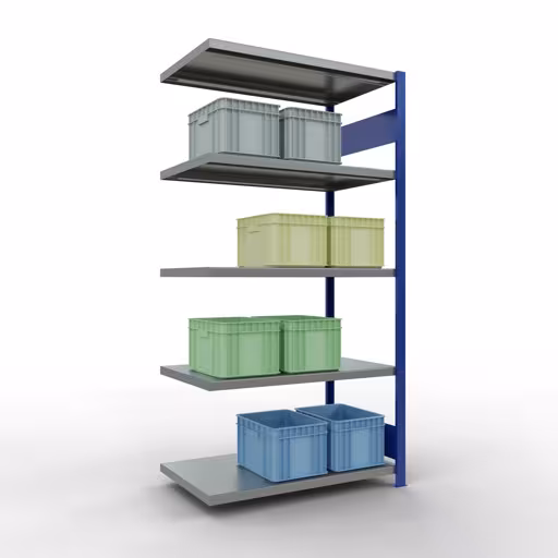 Produktbild Nr 16 des Artikels Anbauregal, Fachbodenregal Stecksystem MULTIplus330, 2000 x 1000 x 600 mm (HxBxT), 5 Fachböden, Längenriegel, RAL 5010 enzianblau/verzinkt Abbildung Nr 16 des Artikels Anbauregal, Fachbodenregal Stecksystem MULTIplus330, 2000 x 1000 x 600 mm (HxBxT), 5 Fachböden, Längenriegel, RAL 5010 enzianblau/verzinkt aus der Produktgruppe Stecksystem von der Marke Schulte Lagertechnik