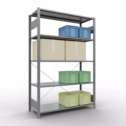 Stecksystem Grundregal 2000x1300x500 mm, Typ 150 kg, verzinkt mit der Artikelnr. 12750-130 Stecksystem Grundregal 2000x1300x500 mm, Typ 150 kg, verzinkt von Schulte Lagertechnik aus der Kategorie Stecksystem