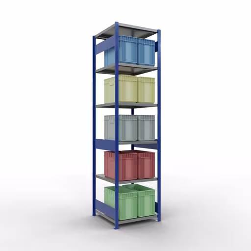 Abbildung Nr 12 des Artikels Grundregal, Fachbodenregal Stecksystem MULTIplus250, 3000 x 750 x 800 mm (HxBxT), 7 Fachböden, Längenriegel, RAL 5010 enzianblau/verzinkt/verzinkt aus der Produktgruppe Stecksystem von der Marke Schulte Lagertechnik