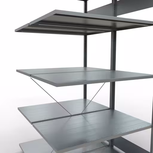 Produktbild Nr 16 des Artikels Anbauregal, Doppelregal, Fachbodenregal Stecksystem MULTIplus150, 2000 x 1000 x (2x600) mm (HxBxT), 2x5 Fachböden, Kreuzstrebe, verzinkt Abbildung Nr 16 des Artikels Anbauregal, Doppelregal, Fachbodenregal Stecksystem MULTIplus150, 2000 x 1000 x (2x600) mm (HxBxT), 2x5 Fachböden, Kreuzstrebe, verzinkt aus der Produktgruppe Fachbodenregale von der Marke Schulte Lagertechnik