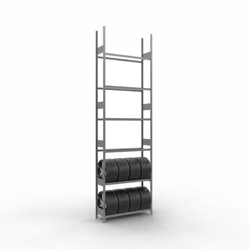 Produktbild Nr 12 des Artikels Grundregal, Räder-/Reifenregal, 4500 x 1300 x 400 mm, verzinkt, 6 Lagerebenen á 150 kg Fachlast pro Ebene Abbildung Nr 12 des Artikels Grundregal, Räder-/Reifenregal, 4500 x 1300 x 400 mm, verzinkt, 6 Lagerebenen á 150 kg Fachlast pro Ebene aus der Produktgruppe Fachbodenregale von der Marke Schulte Lagertechnik