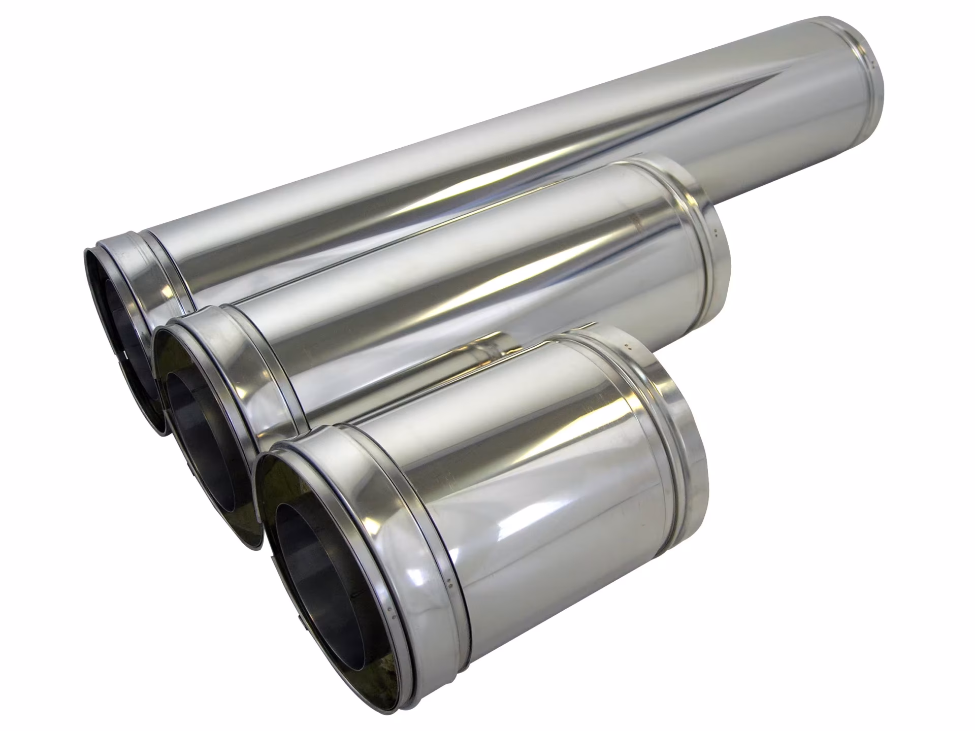 Elemento tubo DW a doppia parete D450 BL = 500 mm con fascetta di serraggio della categoria sistemi di scarico a doppia parete in acciaio inox con articolo n. 671454