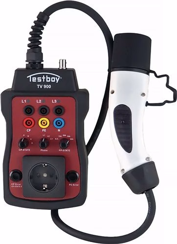 Adaptateur de test pour bornes de recharge TV 900 (compatible avec les bornes de type 2), dimensions : L275 x l120 x H60 mm, de la marque Testboy. Adaptateur de test pour bornes de recharge TV 900 pour bornes de type 2 (L275 x l120 x H60 mm), TESTBOY, catégorie Outils de sécurité pour électriciens, référence 4000828083