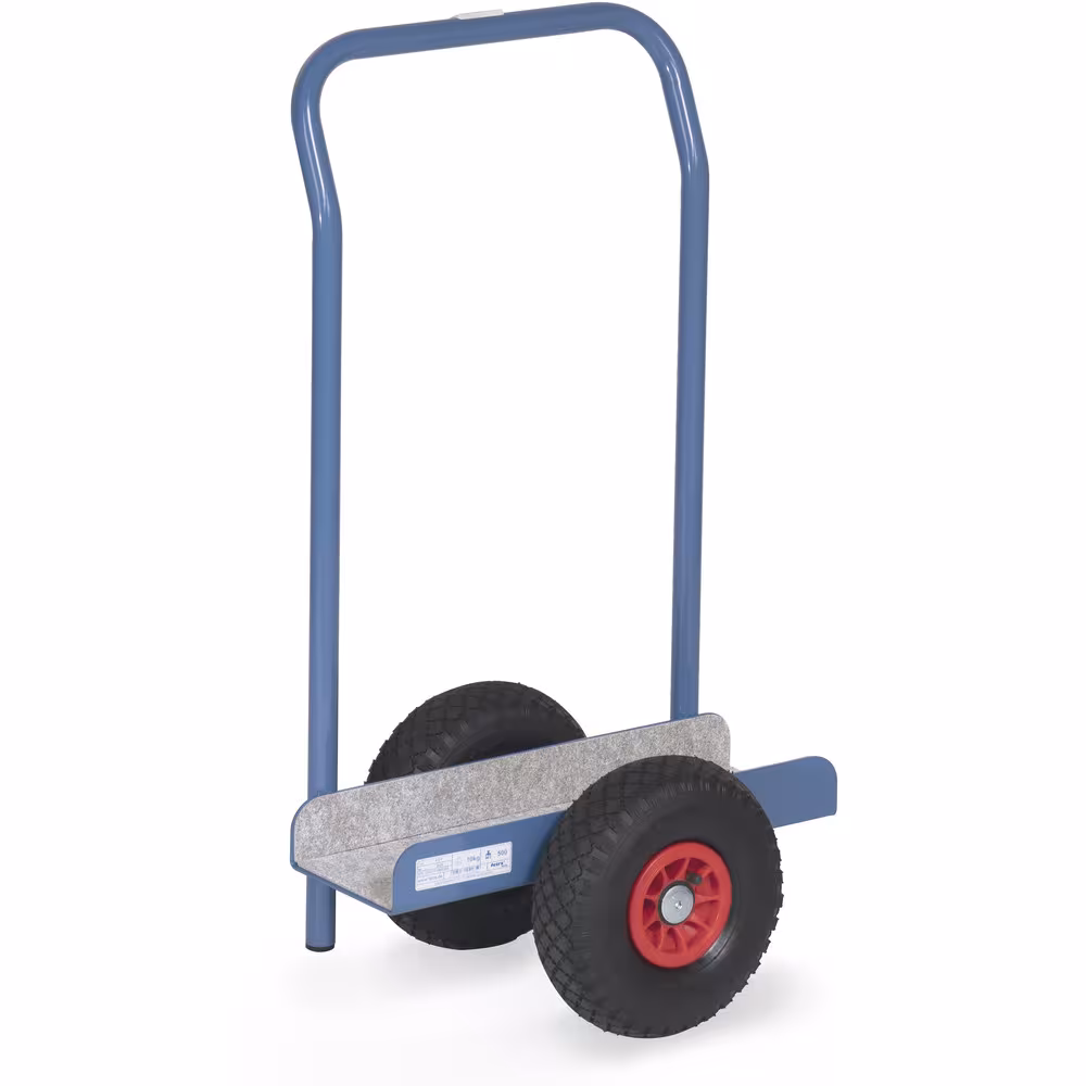 Plattenroller 4175 - Vollgummiräder Ø260 mm von der Marke Fetra Plattenroller Schiebebügel pulverbeschichtet blau RAL 5007, Innenflächen mit Filzbelag Typ Bereifung: Vollgummi aus der Kategorie Plattentransport mit der Artikelnr. 4175