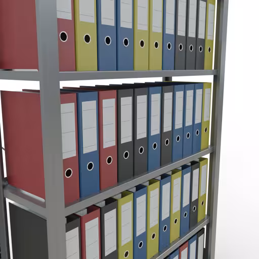 Grundregal, Büro-Fachbodenregal Stecksystem MULTIplus85, 2000 x 1000 x 300 mm (HxBxT), 6 Fachböden, Kreuzstrebe, verzinkt, mit Anschlagleiste von Schulte Lagertechnik aus der Kategorie Büroregale