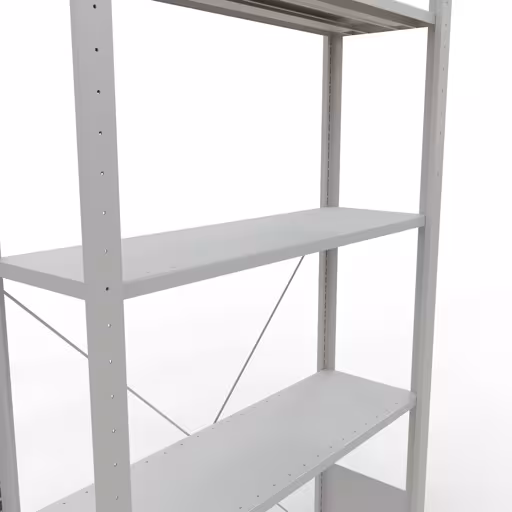 Grundregal, Fachbodenregal Stecksystem MULTIplus150, 2000 x 1000 x 300 mm (HxBxT), 5 Fachböden, Kreuzstrebe, RAL 7035 lichtgrau von Schulte Lagertechnik aus der Kategorie Stecksystem