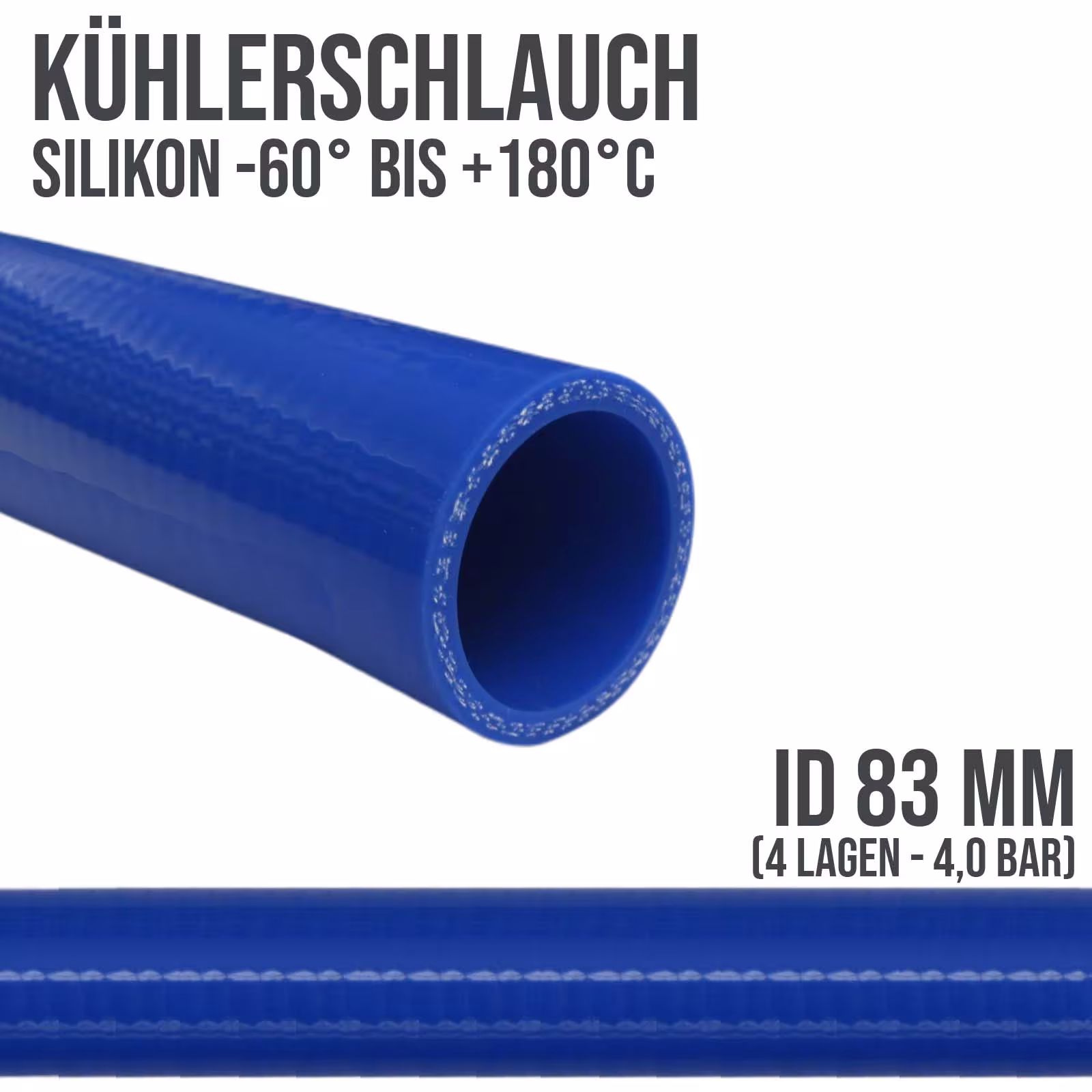 83 x 93 mm Kühler Silikon LLK Ladeluft Kühlmittel Schlauch blau PN 4,0 bar - Fixlänge 1 m von der Marke DEINSCHLAUCH24 83 x 93 mm Kühler Silikon LLK Ladeluft Kühlmittel Schlauch blau PN 4,0 bar - Fixlänge 1 m aus der Kategorie Kühlwasserschläuche mit der Artikelnummer KSS083-1000GA