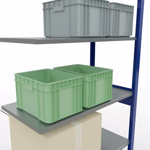 Zusatzbild des Artikels Anbauregal, Fachbodenregal Stecksystem MULTIplus150, 2500 x 1000 x 500 mm (HxBxT), 6 Fachböden, Kreuzstrebe, RAL 5010/verzinkt Zusatzbild des Artikels Anbauregal, Fachbodenregal Stecksystem MULTIplus150, 2500 x 1000 x 500 mm (HxBxT), 6 Fachböden, Kreuzstrebe, RAL 5010/verzinkt aus Anbauregal