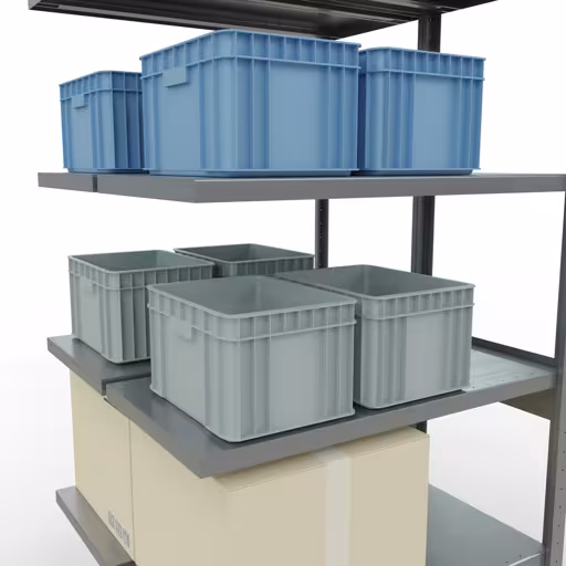 Anbauregal, Doppelregal, Fachbodenregal Stecksystem MULTIplus250, 2500 x 1000 x (2x500) mm (HxBxT), 2x6 Fachböden, Kreuzstrebe, verzinkt mit der Artikelnr. 14256-A Anbauregal, Doppelregal, Fachbodenregal Stecksystem MULTIplus250, 2500 x 1000 x (2x500) mm (HxBxT), 2x6 Fachböden, Kreuzstrebe, verzinkt von Schulte Lagertechnik aus der Kategorie Fachbodenregale