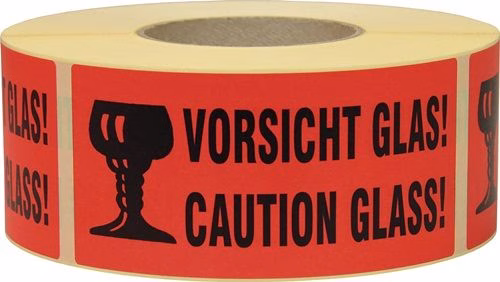 Hinweisetikett Vorsicht Glas Länge 145 mm, Breite 70 mm rot 1000 St./Rolle TRANSPAK von der Marke Hinweisetikett 1000 St./Rolle TRANSPAK aus der Kategorie Klebebänder und Dichtbänder mit der Teilenummer 3000265571