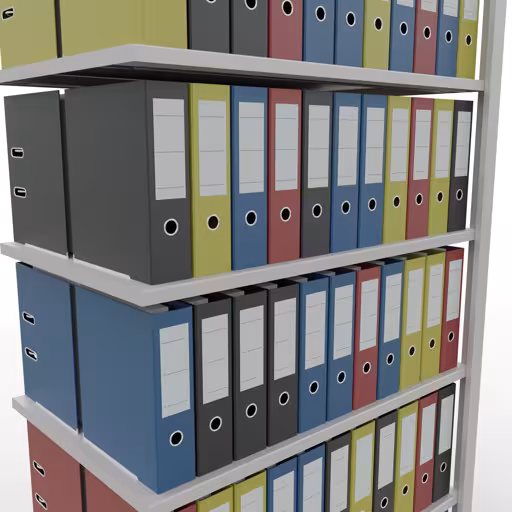 Abbildung Nr 12 des Artikels Anbauregal, Büro-Fachbodenregal Stecksystem MULTIplus150, 2300 x 1000 x 600 mm (HxBxT), 7 Fachböden, Längenriegel, ohne Mittelanschlag, lichtgrau aus der Produktgruppe Büroregale von der Marke Schulte Lagertechnik
