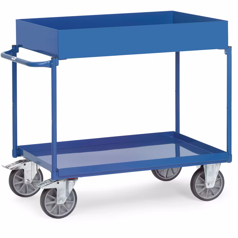 Tischwagen Wannen mit 3 Stahlblechwannen öldicht verschweißt., Rand obere Ladefläche 150 mm hoch, Rand untere Ladefläche 40 mm hoch aus der Kategorie Tischwagen