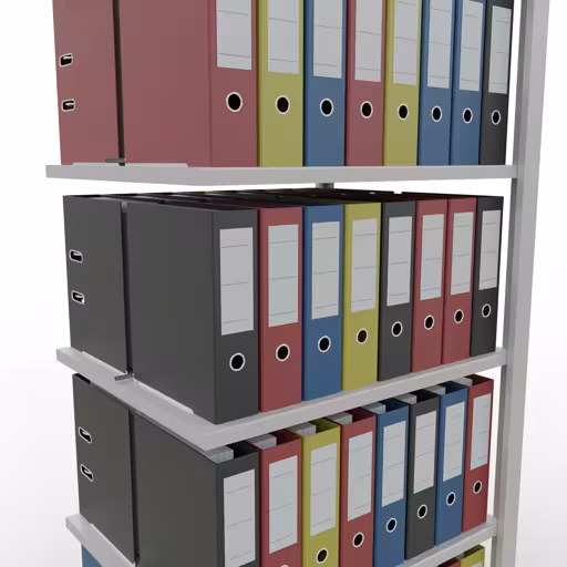 Abbildung Nr 8 des Artikels Anbauregal, Büro-Fachbodenregal Stecksystem MULTIplus150, 2000 x 750 x 600 mm (HxBxT), 6 Fachböden, Längenriegel, mit Mittelanschlag, lichtgrau aus der Produktgruppe Büroregale von der Marke Schulte Lagertechnik