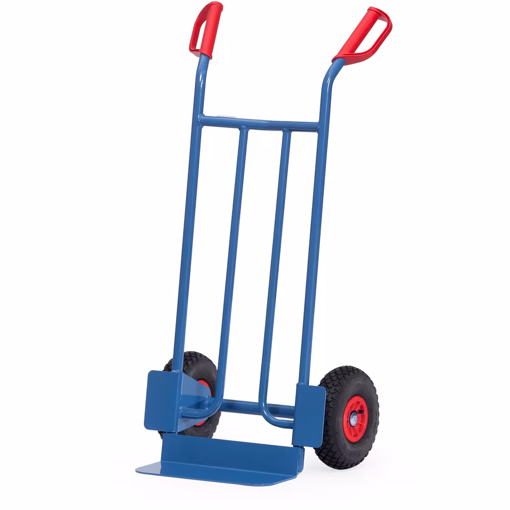 Sackkarre B1115L Bereifung Luft aus der Kategorie Karren mit der GTIN 4017976011158 Sackkarre 1150 mm stabile Schweißkonstruktion, pulverbeschichtet, blau, RAL 5007, fetra Sicherheitsgriffe von der Marke Fetra aus der Kategorie Karren