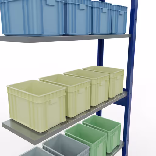 Produktbild Nr 13 des Artikels Anbauregal, Fachbodenregal Stecksystem MULTIplus85, 2500 x 1000 x 300 mm (HxBxT), 6 Fachböden, Längenriegel, RAL 5010 enzianblau Abbildung Nr 13 des Artikels Anbauregal, Fachbodenregal Stecksystem MULTIplus85, 2500 x 1000 x 300 mm (HxBxT), 6 Fachböden, Längenriegel, RAL 5010 enzianblau aus der Produktgruppe Stecksystem von der Marke Schulte Lagertechnik