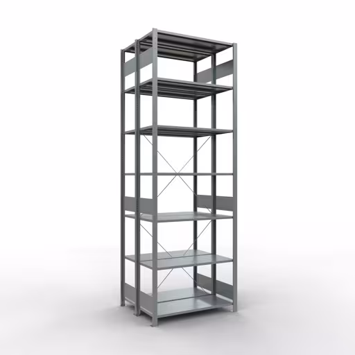 Grundregal, Doppelregal, Fachbodenregal Stecksystem MULTIplus150, 3000 x 1000 x (2x800) mm (HxBxT), 2x7 Fachböden, Kreuzstrebe, verzinkt aus der Kategorie Doppelregale mit der Artikelnummer 13742