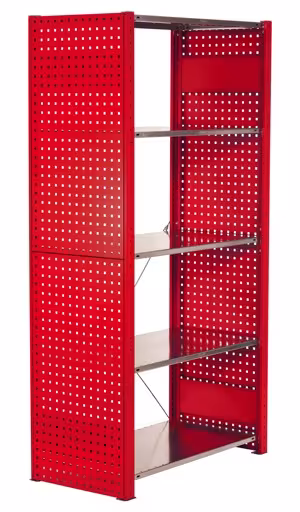 Andere Ansicht des Artikels Lochplatten-Seitenblende, 90 x 1000 x 300 mm (H x T), RAL 3000 feuerrot aus der Kategorie Stecksystem