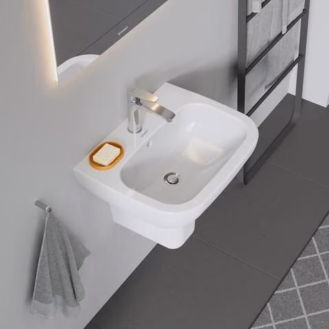 Waschtisch D-Code 550x430mm weiß 1 Hahnloch, mit Überlauf DURAVIT
