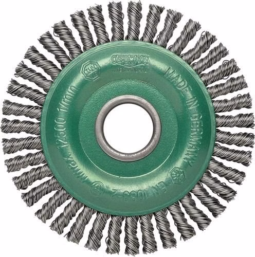Brosse ronde, diamètre 125 mm, épaisseur du fil 0,35 mm, acier inoxydable 6 mm, 12 000 tr/min, OSBORN, de la catégorie des brosses à godet et des brosses rondes, référence 4000840128