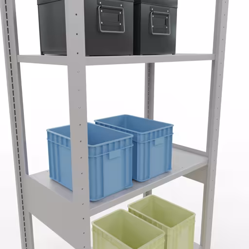 Grundregal, Fachbodenregal Stecksystem MULTIplus150, 2500 x 750 x 400 mm (HxBxT), 6 Fachböden, Längenriegel, RAL 7035 lichtgrau von der Marke Schulte Lagertechnik aus der Produktreihe Stecksystem