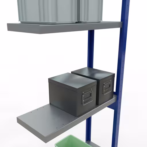 Abbildung Nr 13 des Artikels Anbauregal, Fachbodenregal Stecksystem MULTIplus250, 3000 x 750 x 300 mm (HxBxT), 7 Fachböden, Längenriegel, RAL 5010 enzianblau/verzinkt/verzinkt aus der Produktgruppe Stecksystem von der Marke Schulte Lagertechnik