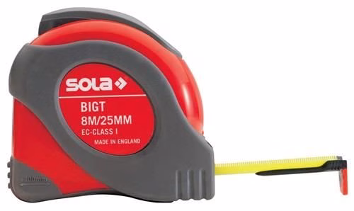 Mètre ruban de poche BIG T, longueur 5 m, largeur 19 mm (mm/cm), EC I, plastique, bouton d'arrêt, marque SOLA Mètre ruban de poche BIG T EG I avec bouton d'arrêt en plastique SOLA, de la catégorie Mètres rubans et règles, référence 4000855080