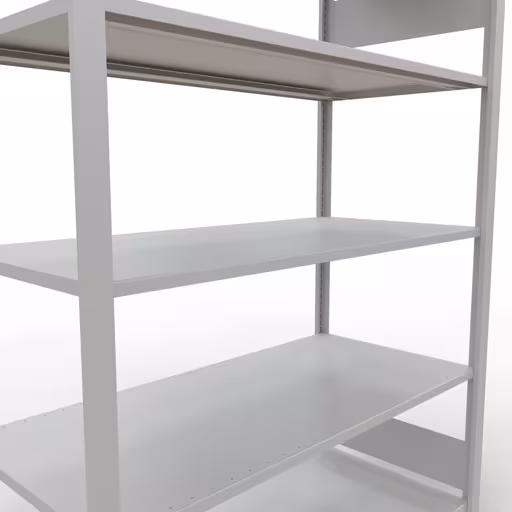 Grundregal, Büro-Fachbodenregal Stecksystem MULTIplus150, 1800 x 1300 x 600 mm (HxBxT), 5 Fachböden, Längenriegel, ohne Mittelanschlag, lichtgrau von Schulte Lagertechnik aus der Kategorie Büroregale