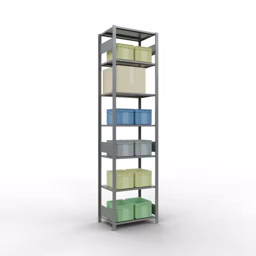 Grundregal, Fachbodenregal Stecksystem MULTIplus150, 3000 x 750 x 500 mm (HxBxT), 7 Fachböden, Längenriegel, verzinkt aus der Kategorie Grundregal mit der GTIN 4004514280527 Grundregal, Fachbodenregal Stecksystem MULTIplus150, 3000 x 750 x 500 mm (HxBxT), 7 Fachböden, Längenriegel, verzinkt von der Marke Schulte Lagertechnik aus der Produktreihe Stecksystem