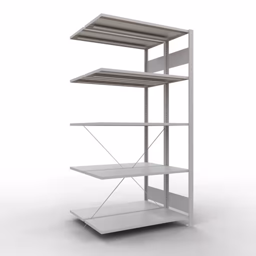 Anbauregal, Doppelregal, Fachbodenregal Stecksystem MULTIplus150, 2000 x 1000 x (2x400) mm (HxBxT), 2x5 Fachböden, Kreuzstrebe, RAL 7035 lichtgrau von der Marke Schulte Lagertechnik Anbauregal, Doppelregal, Fachbodenregal Stecksystem MULTIplus150, 2000 x 1000 x (2x400) mm (HxBxT), 2x5 Fachböden, Kreuzstrebe, RAL 7035 lichtgrau aus der Kategorie Doppelregale mit der Artikelnummer 32745