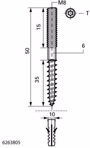 Stockschraube Typ 626 elektrolytisch verzinkt M 8 x 50 mm WALRAVEN