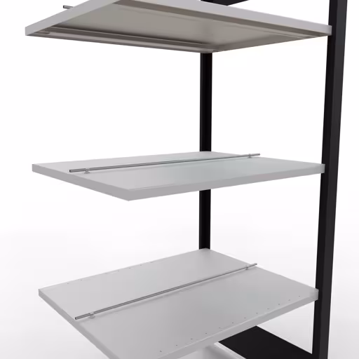 Abbildung Nr 14 des Artikels Anbauregal, Büro-Fachbodenregal Stecksystem MULTIplus150, 1800 x 750 x 600 mm (HxBxT), 5 Fachböden, Längenriegel, mit Mittelanschlag, schwarz/lichtgrau aus der Produktgruppe Büroregale von der Marke Schulte Lagertechnik
