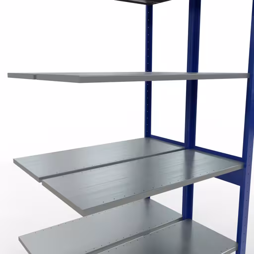 Produktbild Nr.7 des Artikels Anbauregal, Doppelregal, Fachbodenregal Stecksystem MULTIplus150, 2500 x 1000 x (2x400) mm (HxBxT), 2x6 Fachböden, Längenriegel, RAL 5010 enzianblau aus der Produktreihe Fachbodenregale von der Marke Schulte Lagertechnik