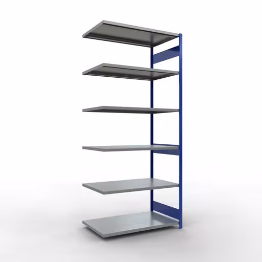 Abbildung Nr 14 des Artikels Anbauregal, Fachbodenregal Stecksystem MULTIplus250, 3000 x 1300 x 800 mm (HxBxT), 7 Fachböden, Längenriegel, RAL 5010 enzianblau/verzinkt aus der Produktgruppe Stecksystem von der Marke Schulte Lagertechnik