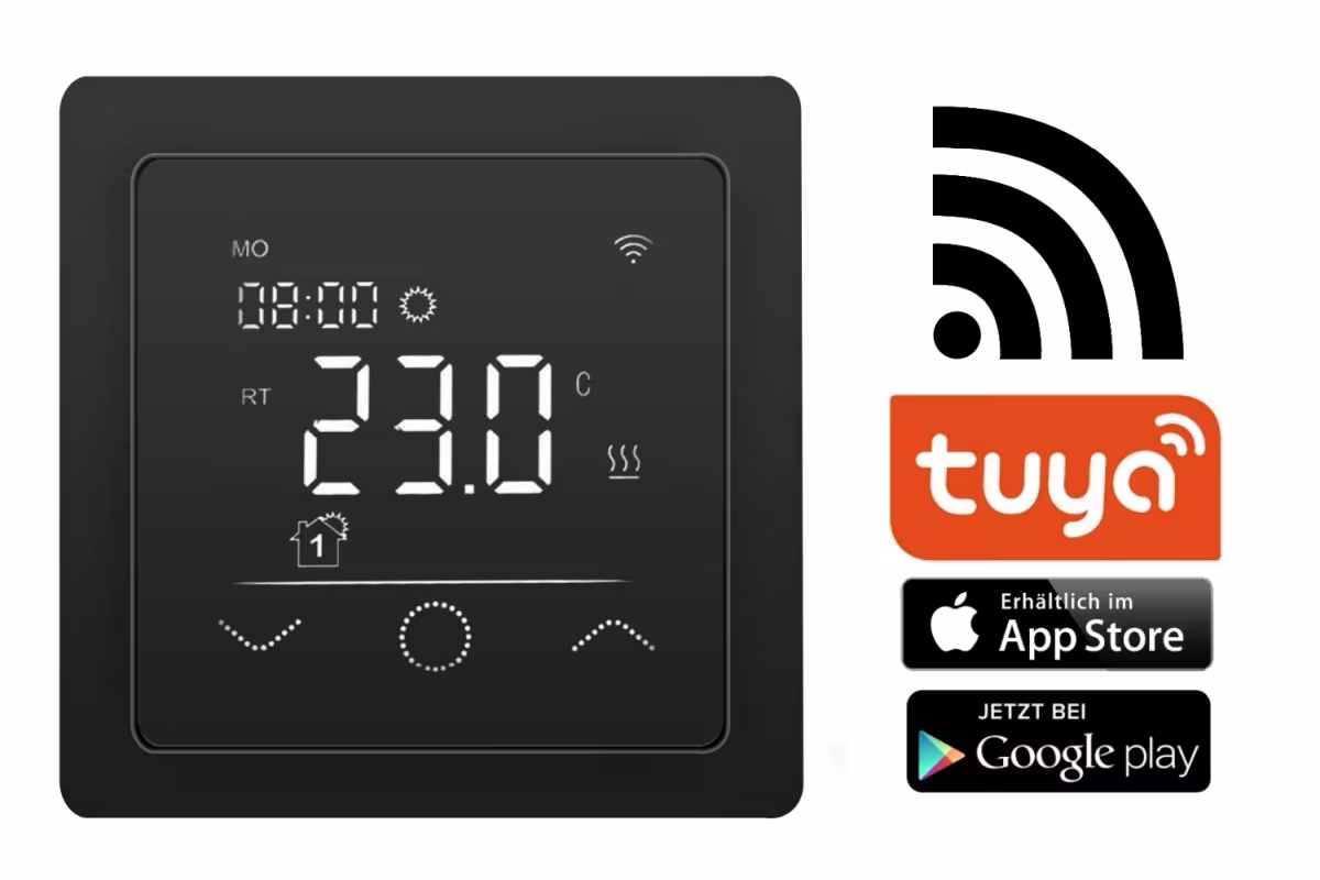 HoWaTech Temperaturregler WLAN Touch 750 schwarz | für elektrische Fußbodenheizung | tuya App von der Marke HoWaTech aus der Produktreihe Fußbodenheizung