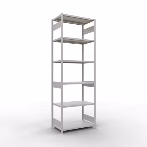 Grundregal, Fachbodenregal Stecksystem MULTIplus250, 3000 x 1000 x 600 mm (HxBxT), 7 Fachböden, Längenriegel, RAL 7035 lichtgrau aus der Kategorie Grundregal mit der Artikelnummer 32862-LR
