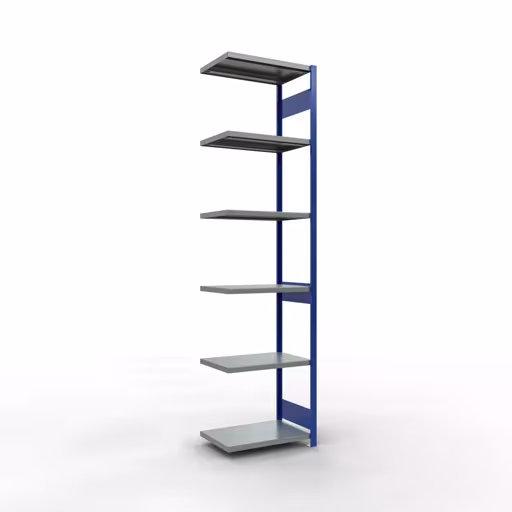 Abbildung Nr 9 des Artikels Anbauregal, Fachbodenregal Stecksystem MULTIplus250, 3000 x 750 x 500 mm (HxBxT), 7 Fachböden, Längenriegel, RAL 5010 enzianblau/verzinkt/verzinkt aus der Produktgruppe Stecksystem von der Marke Schulte Lagertechnik
