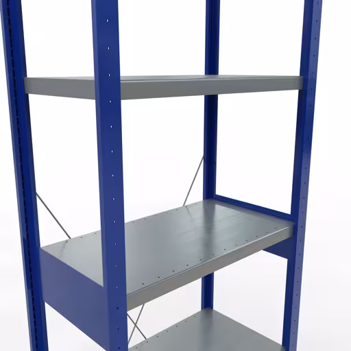 Abbildung Nr 7 des Artikels Grundregal, Fachbodenregal Stecksystem MULTIplus250, 2500 x 750 x 400 mm (HxBxT), 6 Fachböden, Kreuzstrebe, RAL 5010 enzianblau/verzinkt/verzinkt aus der Produktgruppe Stecksystem von der Marke Schulte Lagertechnik