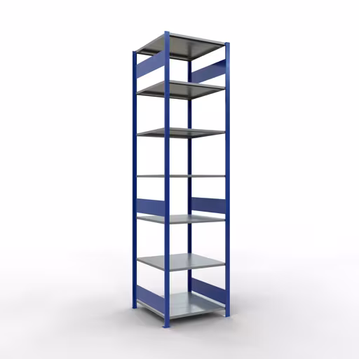 Grundregal, Fachbodenregal Stecksystem MULTIplus150, 3000 x 750 x 800 mm (HxBxT), 7 Fachböden, Längenriegel, RAL 5010 enzianblau/verzinkt/verzinkt von der Marke Schulte Lagertechnik Grundregal, Fachbodenregal Stecksystem MULTIplus150, 3000 x 750 x 800 mm (HxBxT), 7 Fachböden, Längenriegel, RAL 5010 enzianblau/verzinkt/verzinkt aus der Kategorie Grundregal mit der Artikelnummer 12782-75-LR-B