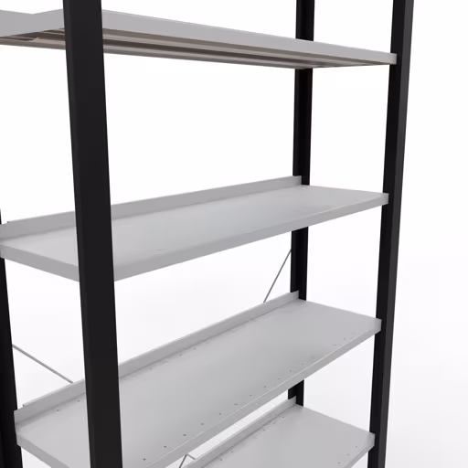 Abbildung Nr 13 des Artikels Grundregal, Büro-Fachbodenregal Stecksystem MULTIplus85, 2300 x 1000 x 300 mm (HxBxT), 7 Fachböden, Kreuzstrebe, mit Anschlagleiste, schwarz/lichtgrau aus der Produktgruppe Büroregale von der Marke Schulte Lagertechnik