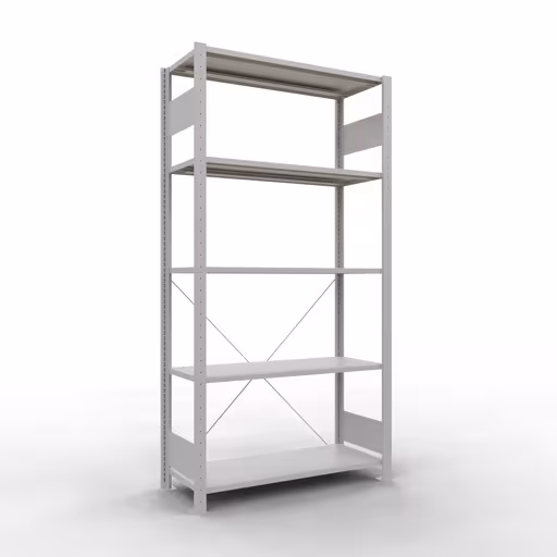 Abbildung Nr 12 des Artikels Grundregal, Fachbodenregal Stecksystem MULTIplus85, 2000 x 1000 x 400 mm (HxBxT), 5 Fachböden, Kreuzstrebe, RAL 7035 lichtgrau aus der Produktgruppe Stecksystem von der Marke Schulte Lagertechnik