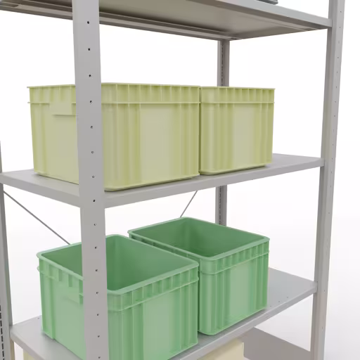 Produktbild Nr 11 des Artikels Grundregal, Fachbodenregal Stecksystem MULTIplus150, 2000 x 1000 x 500 mm (HxBxT), 5 Fachböden, Kreuzstrebe, RAL 7035 lichtgrau Abbildung Nr 11 des Artikels Grundregal, Fachbodenregal Stecksystem MULTIplus150, 2000 x 1000 x 500 mm (HxBxT), 5 Fachböden, Kreuzstrebe, RAL 7035 lichtgrau aus der Produktgruppe Stecksystem von der Marke Schulte Lagertechnik