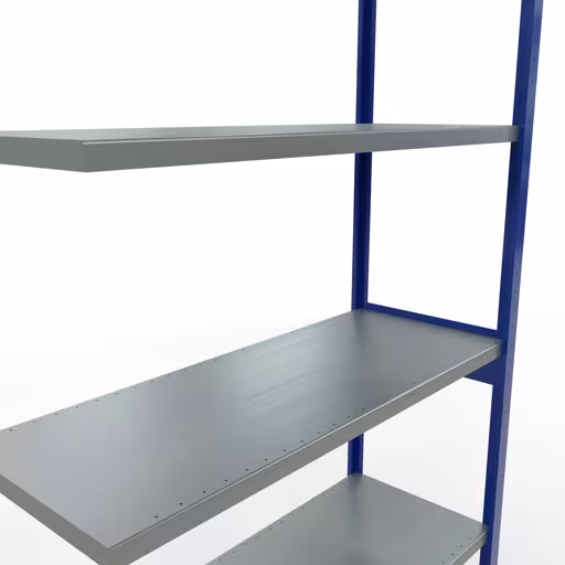 Anbauregal, Fachbodenregal Stecksystem MULTIplus250, 3000 x 1300 x 500 mm (HxBxT), 7 Fachböden, Längenriegel, RAL 5010 enzianblau/verzinkt von Schulte Lagertechnik mit der Artikelnr. 12957-130-LR-B