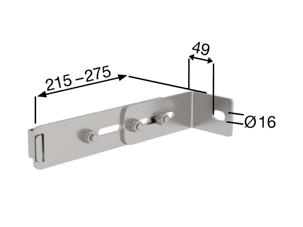 Produktbild (Abb. Ähnlich) 3818654 Munk Wandhalter m. Klemmbügel, verstellbar 215-275mm, Edelstahl