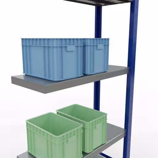 Produktbild Nr 13 des Artikels Anbauregal, Fachbodenregal Stecksystem MULTIplus250, 2000 x 750 x 300 mm (HxBxT), 5 Fachböden, Längenriegel, RAL 5010 enzianblau/verzinkt/verzinkt Abbildung Nr 13 des Artikels Anbauregal, Fachbodenregal Stecksystem MULTIplus250, 2000 x 750 x 300 mm (HxBxT), 5 Fachböden, Längenriegel, RAL 5010 enzianblau/verzinkt/verzinkt aus der Produktgruppe Stecksystem von der Marke Schulte Lagertechnik