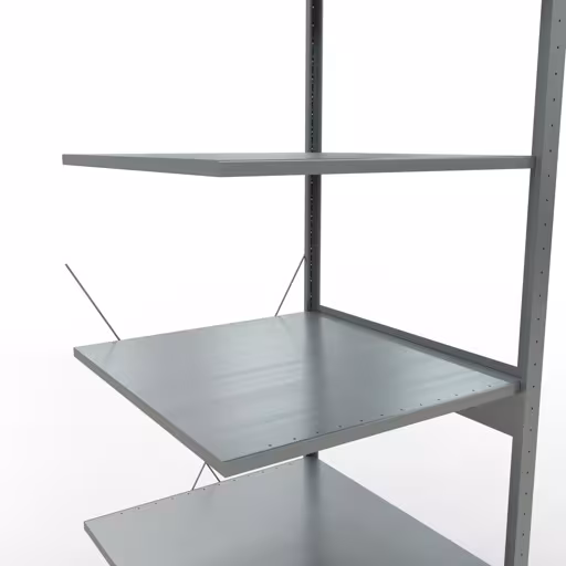 Produktbild Nr.12 des Artikels Anbauregal, Fachbodenregal Stecksystem MULTIplus150, 2500 x 750 x 800 mm (HxBxT), 6 Fachböden, Kreuzstrebe, verzinkt aus der Produktreihe Stecksystem von der Marke Schulte Lagertechnik