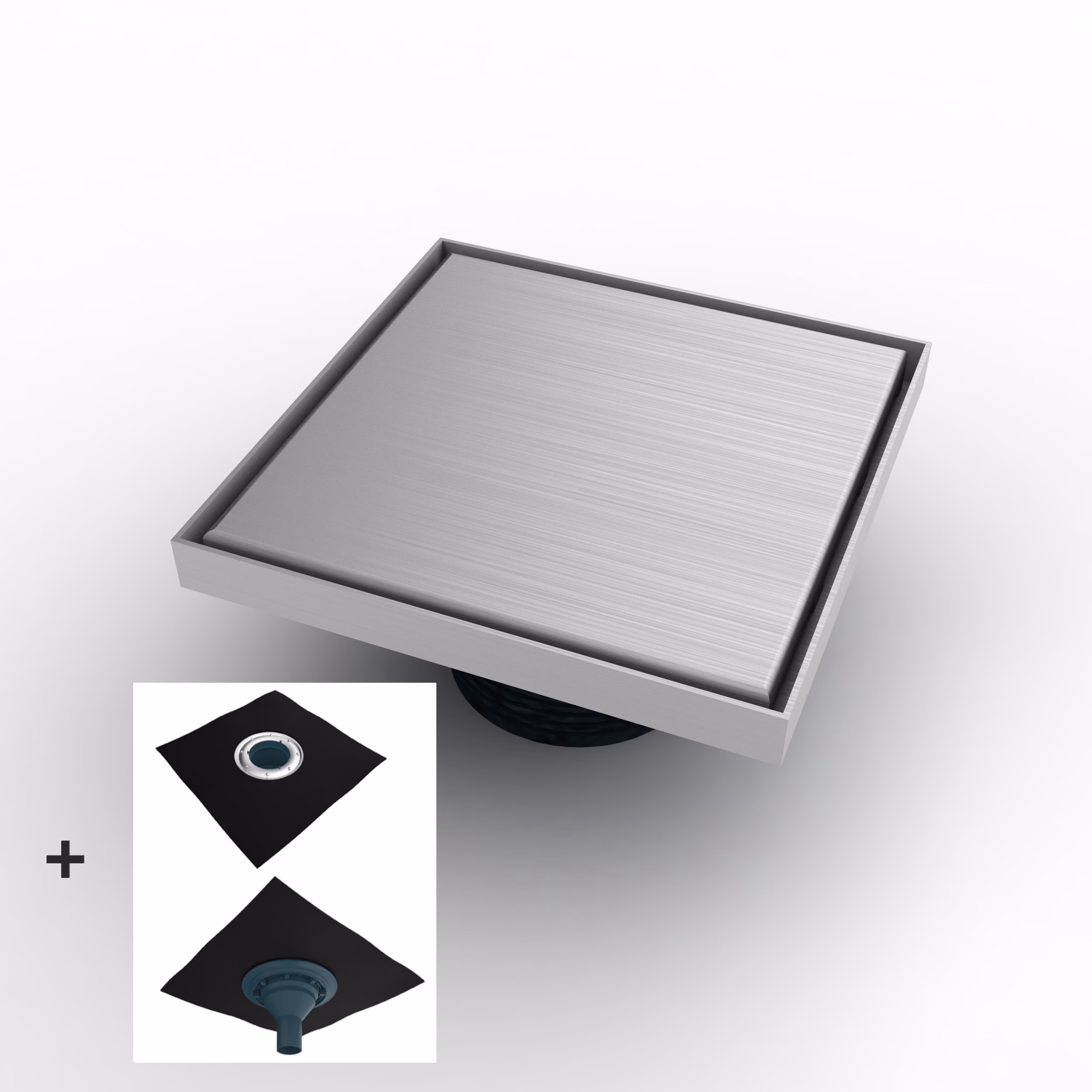 Ohne Text 7149968194589608786 Mert Ultra Flach 20x20 cm Bodenablauf Design „Edel“, Ablauf DIN 50