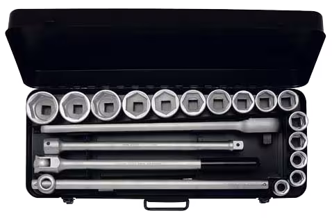 Steckschlüssel-Satz 3/4", sechskant, 20-teilig 7/8"-2" AF 770-S15 AZ von ELORA Steckschlüssel-Satz 3/4", ELORA-770/771-S15 aus der Kategorie Steckschlüssel-Sortiment 3/4" mit der Artikelnr. 0770580232000