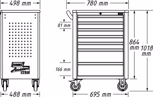 Werkzeugwagen 176N-7 B498xT780xH1018mm 480 kg 7 Schubladen HAZET