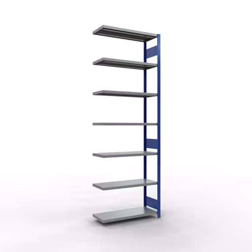 Anbauregal, Fachbodenregal Stecksystem MULTIplus330, 3000 x 1000 x 400 mm (HxBxT), 7 Fachböden, Längenriegel, RAL 5010 enzianblau/verzinkt aus der Kategorie Anbauregal mit der Artikelnummer 13947-LR-B