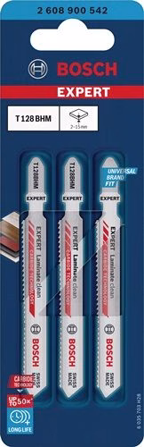 Stichsägeblatt Laminate Clean T 128 BHM Gesamtlänge 92 mm Zahnteilung 1,8 mm 3 Stück / Karte BOSCH